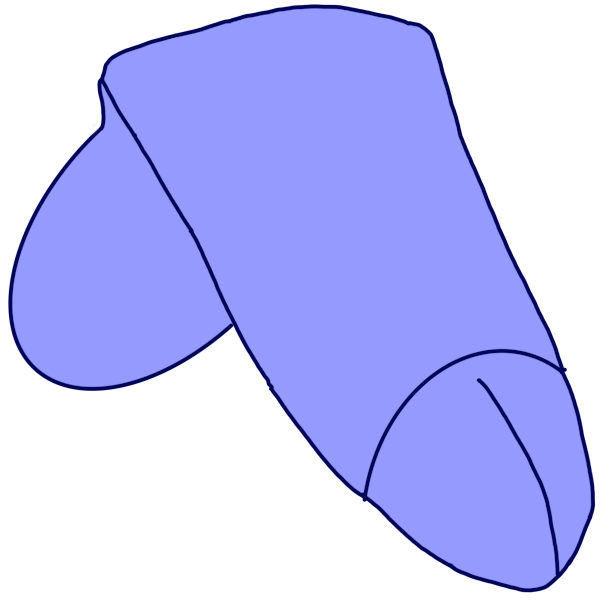 A very simple drawing of a packer. The packer has a barely defined head. The packer is colored light purple and is outlined in dark blue
